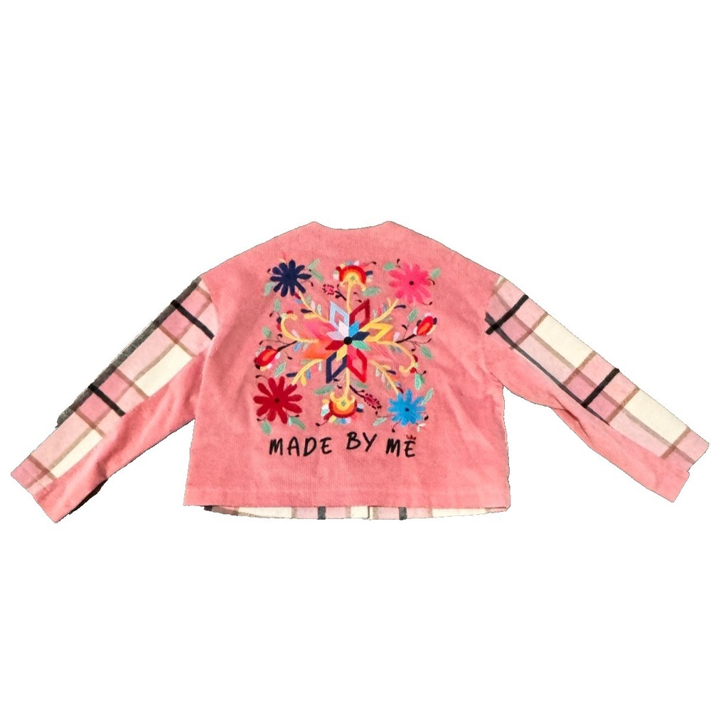 Me369 Blazer Jacket Nancy Pink Large Collarless Embroidered Made by me